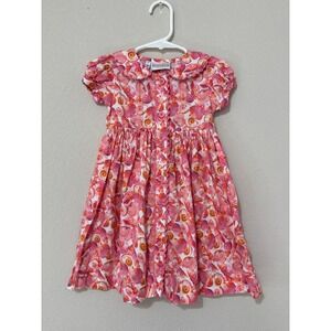 Rachel Riley Pink Seahorse Button Front Dress Toddler Girl 2T RicRac Trim Preppy